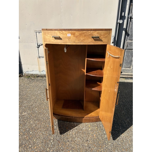 257 - A deco style maple gents tallboy with button label 'Pall mall east HAMPTONS London' 84x46x140