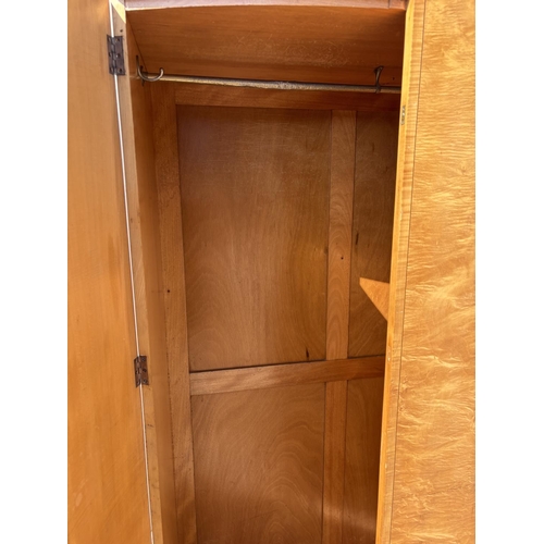 258 - A deco style maple three section wardrobe 	65x50x190