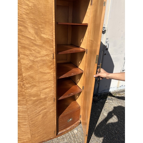 258 - A deco style maple three section wardrobe 	65x50x190