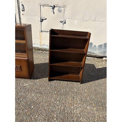 275 - A glazed oak bookcase together with an oak open fronted bookcase