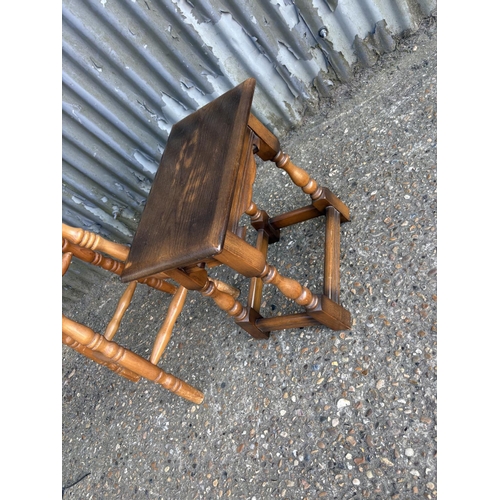 276 - A pine stool, together with a small oak table