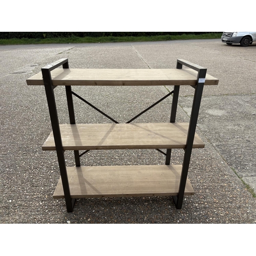 288 - An industrial style steel three tier shelf 110x40x110