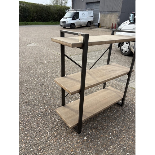 288 - An industrial style steel three tier shelf 110x40x110