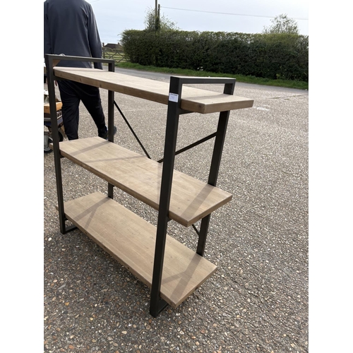 288 - An industrial style steel three tier shelf 110x40x110