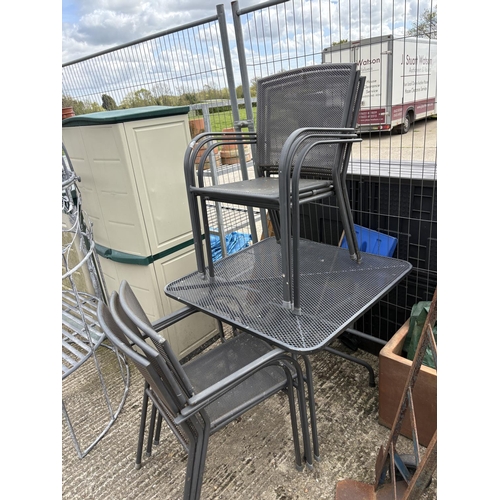 477 - Modern Garden table and four stacking chairs