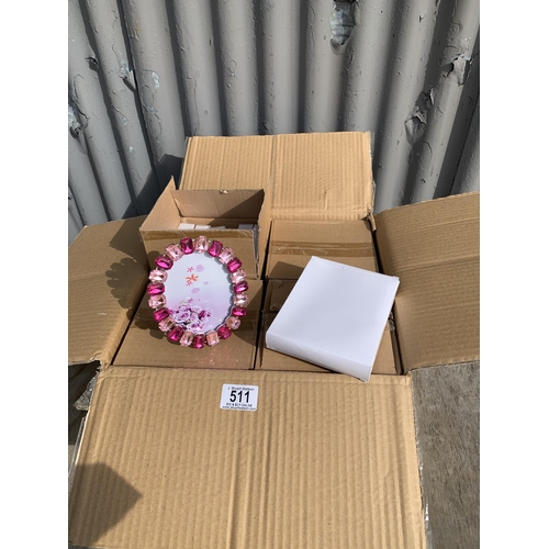 511 - Box of 48 New boxed Pink decorative frames, approx height 13 cms