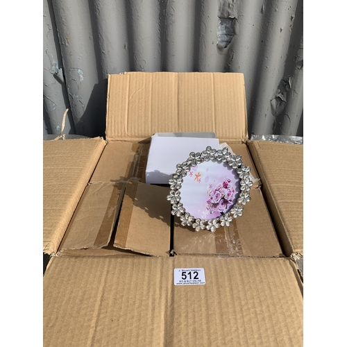 512 - Box of 47 New boxed Crystal effect decorative frames, approx height 13 cms