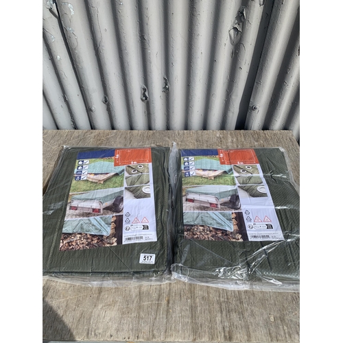 517 - 2 Green Tarpaulins each 4m x 6m