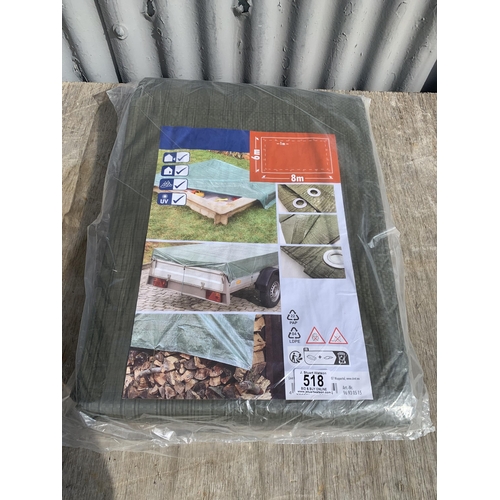 518 - 1 Green Tarpaulin 6m x 8m