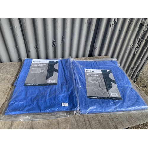 520 - 1 Blue Tarpaulin 3.00 x 3.6m and 1 Blue Tarpaulin 3.6m x 5m