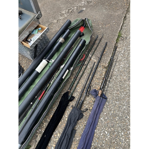 506b - Fishing Rods, Fishing Box and quantity of Nets (3)