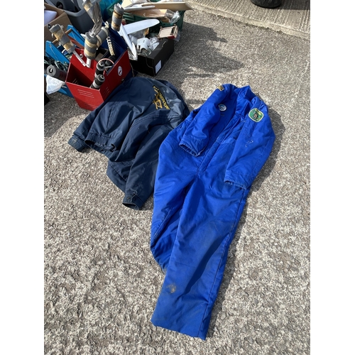 538 - Large quantity (10 boxes) of Model aircraft parts plus jacket and overall