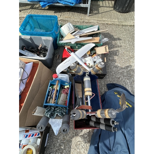 538 - Large quantity (10 boxes) of Model aircraft parts plus jacket and overall