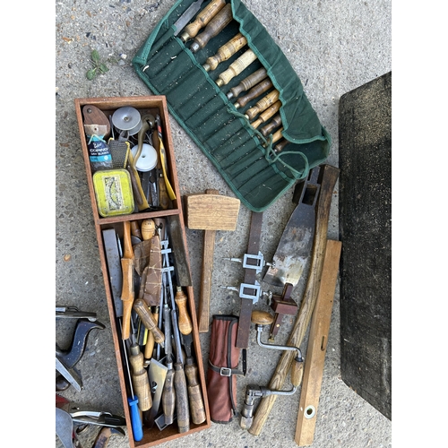 547 - Antique Wooden Dockyards Carpenters Toolbox and good quality contents