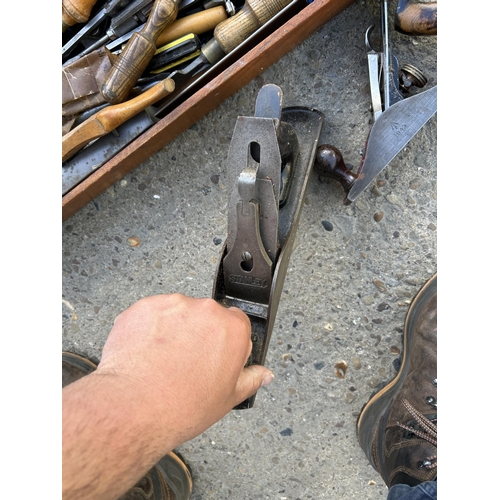 547 - Antique Wooden Dockyards Carpenters Toolbox and good quality contents