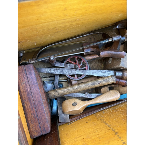547 - Antique Wooden Dockyards Carpenters Toolbox and good quality contents