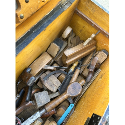 547 - Antique Wooden Dockyards Carpenters Toolbox and good quality contents