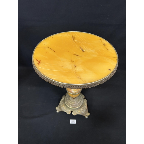 551 - Brass and onyx occasional table, height 49cms