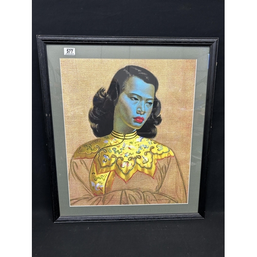 577 - Framed and Perspex glazed Tretchikoff portait, 64 x 73cms