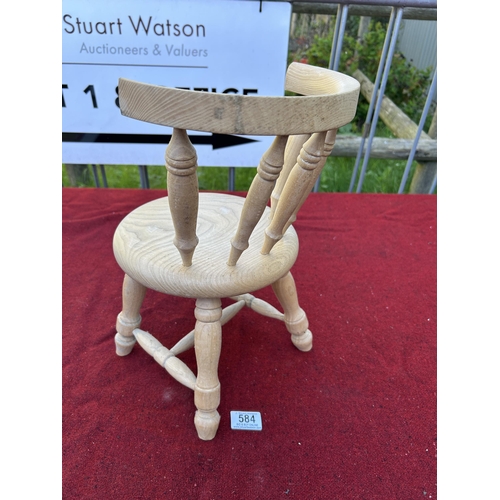 584 - Small Ash Miniature Teddy Bear Chair, height to top of back 39 cms