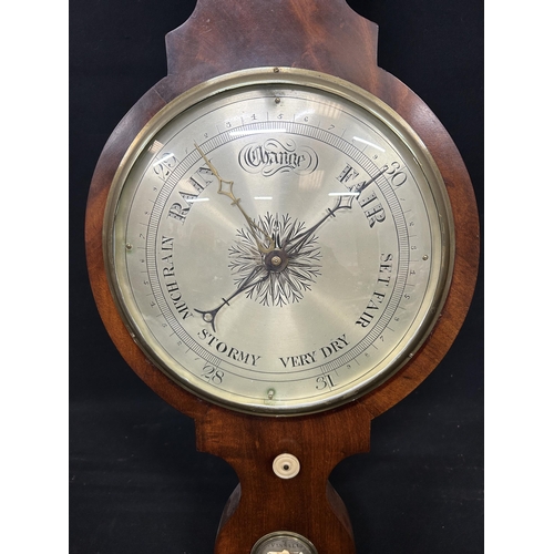 601 - Antique Mahogany Wheel Barometer by J Vassalli, Scarborough, seemingly working , height 110 cms, wid... 