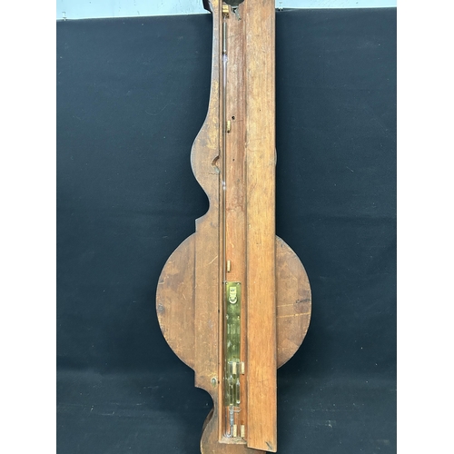601 - Antique Mahogany Wheel Barometer by J Vassalli, Scarborough, seemingly working , height 110 cms, wid... 