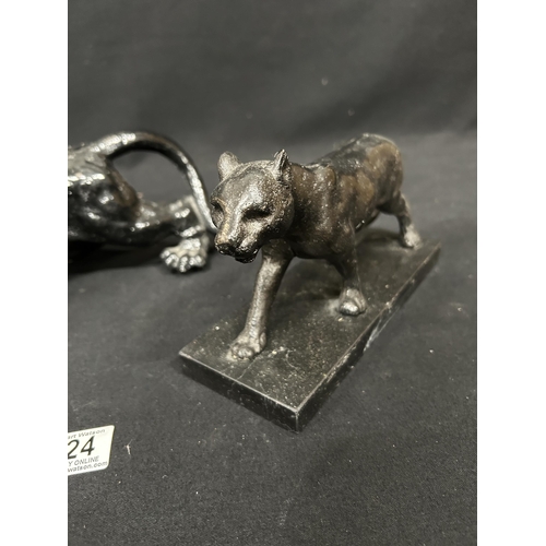 624 - Two Heavy cast iron Panther Figures