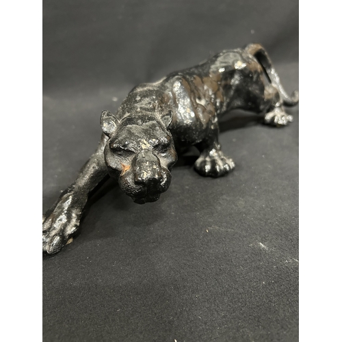 624 - Two Heavy cast iron Panther Figures