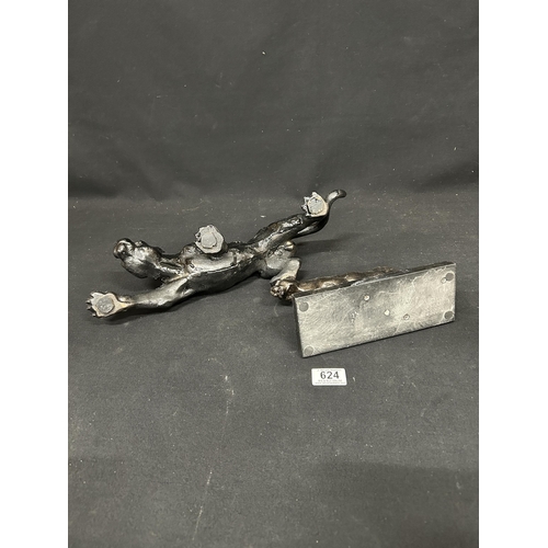 624 - Two Heavy cast iron Panther Figures
