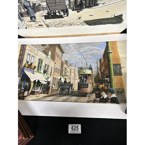 625 - Two unframed Watercolours of Rochester signed A Rowland-Page plus collection of vintage Poetry & Sha... 