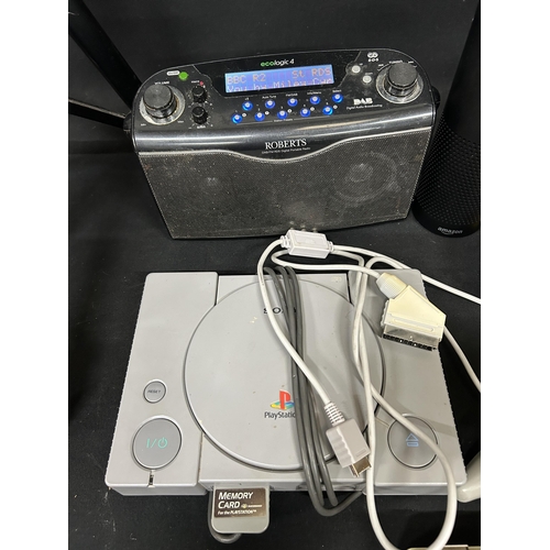 627 - Sony PlayStation & Controller, Cobra Tripod, Roberts Radio etc (2)