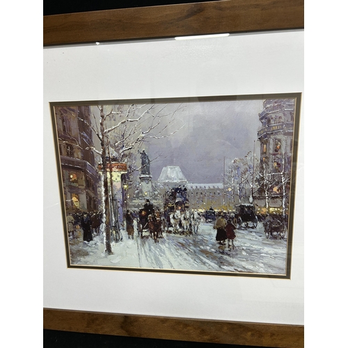 629 - Set of Five Prints of London Scenes by Edward Coates plus framed Italian street scene picture