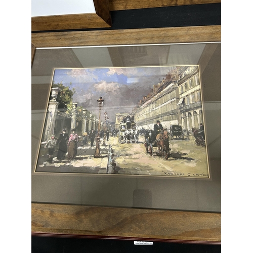 629 - Set of Five Prints of London Scenes by Edward Coates plus framed Italian street scene picture