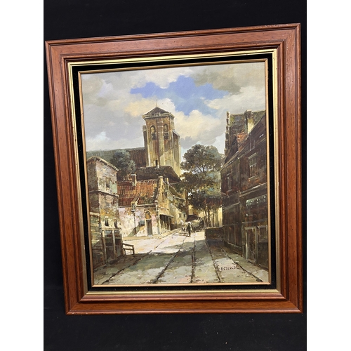 629 - Set of Five Prints of London Scenes by Edward Coates plus framed Italian street scene picture