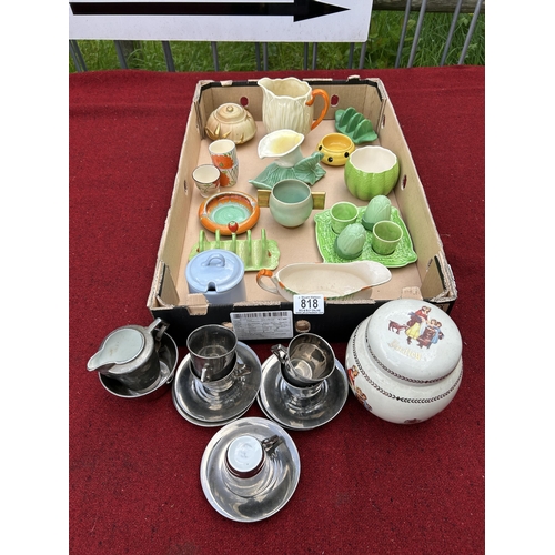 818 - Tray  of vintage collectables, Carltonware, coffee set, Yardley Jar etc