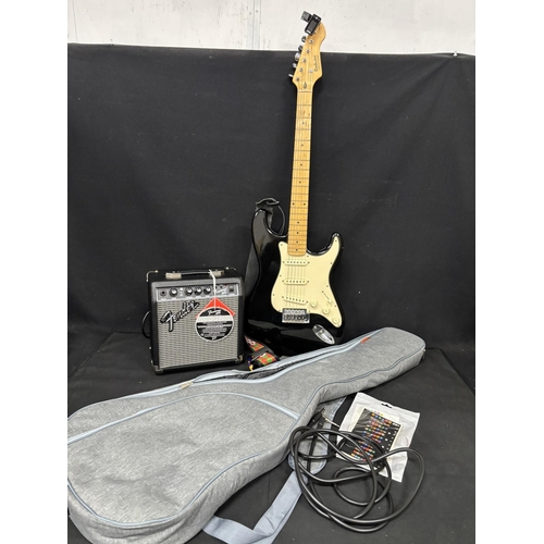 Rockwood by Hohner electric guitar & soft case plus Fender Frontman 10G Amp