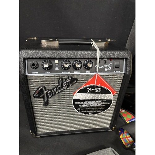 Rockwood by Hohner electric guitar & soft case plus Fender Frontman 10G Amp