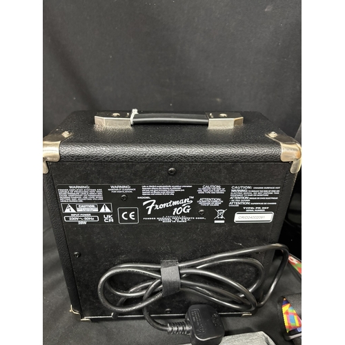 Rockwood by Hohner electric guitar & soft case plus Fender Frontman 10G Amp