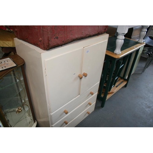 318 - CREAM PAINTED STORAGE UNIT/DRAWERS