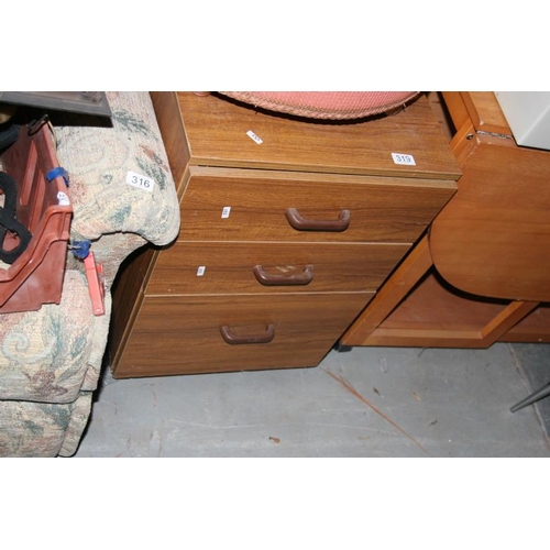 319 - 3 DRAWER BEDSIDE UNIT