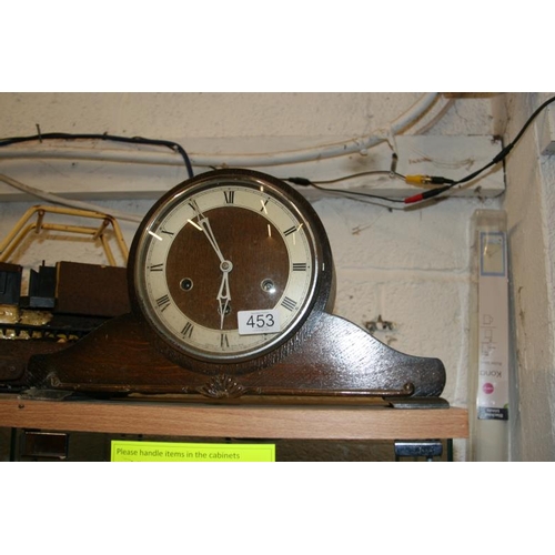 453 - LARGE WOODEN MANTLE CLOCK