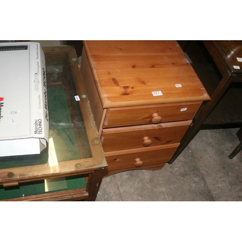 377 - THREE DRAWER BEDSIDE UNIT