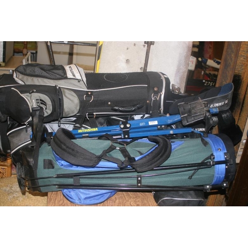 390 - GOLF TROLLEY, CLUBS AND BAGS