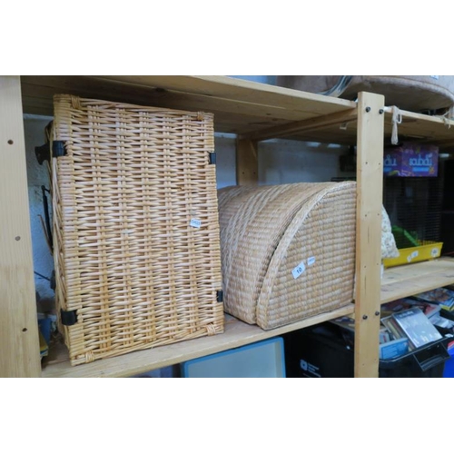 10 - 2 WICKER BASKETS AND A LAUNDRY BIN