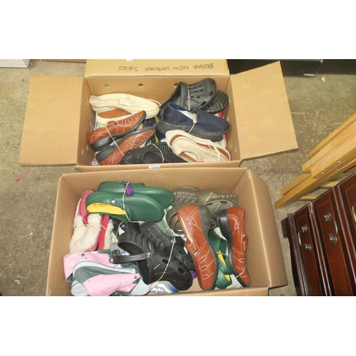 1419 - 2 BOXES OF UNUSED SHOES - UNBOXED - SOME SHOP SOILED