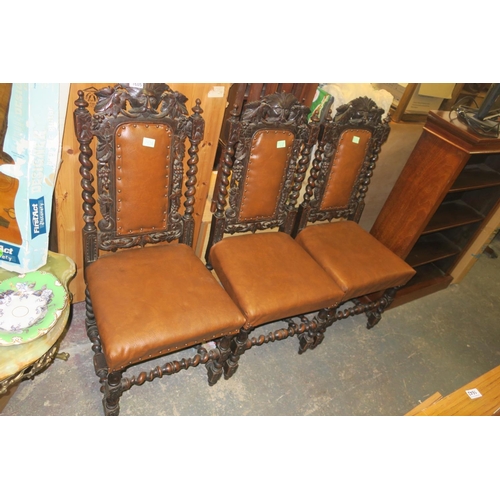 1605 - 3 19TH CENTURY DINING CHAIRS