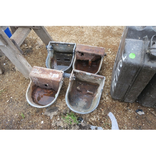 631 - 4 METAL SMALL INDIVIDUAL COW TROUGHS