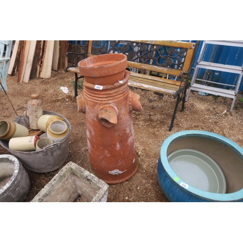 658 - VICTORIAN? TERRACOTTA CHIMNEY AND FLOWER POT