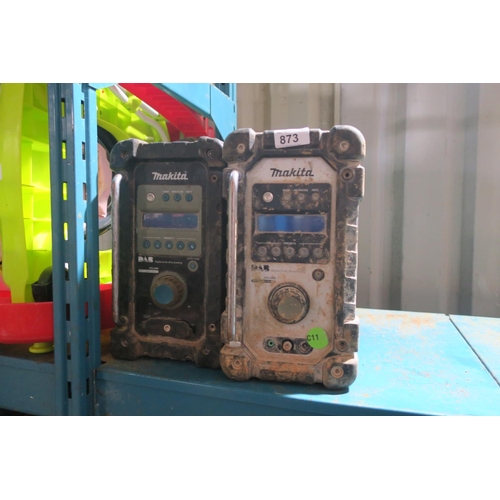 873 - 2 MAKITA CONSTRUCTION SITE DAB RADIOS - SPARES ONLY