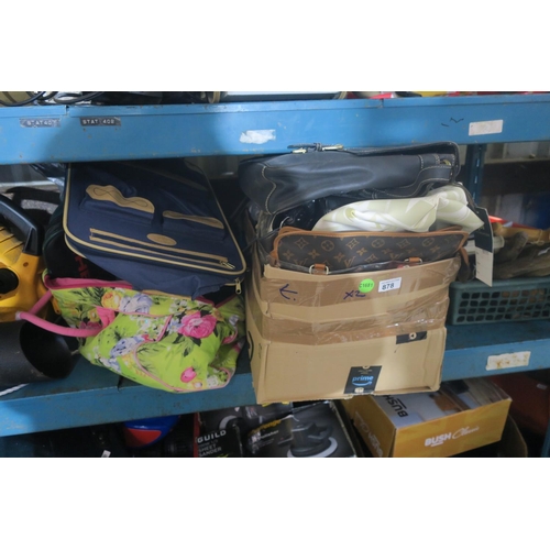 878 - BOX & COLLECTION OF BAGS & SHOES